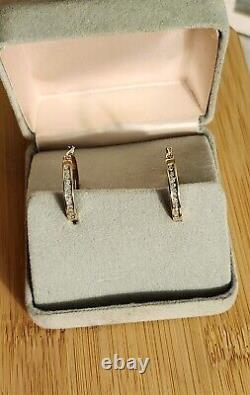 1/2tcw Natural Diamond Hoops Yellow Gold Signed Earings