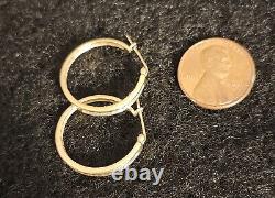 1/2tcw Natural Diamond Hoops Yellow Gold Signed Earings