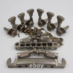 1 Set Aged Guitar Machine Heads with Tune O Matic Bridge Tailpiece For Les Paul