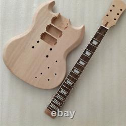 1 Set Unfinished SG Style DIY Electric Guitar Kit Mahogany Neck And Body 22 Fret