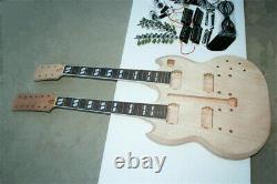 1 set DIY unfinished Double Guitar Neck and body guitar kit all parts