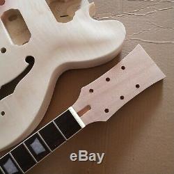 1 set unfinished electric guitar body with neck ES 335 style parts guitar kit
