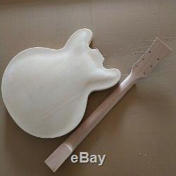 1 set unfinished electric guitar body with neck ES 335 style parts guitar kit
