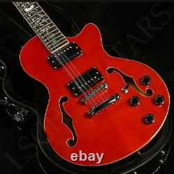 12 Strings Semi Hollow Body Electric Guitar Flower Style Abalone Inlay Red Color