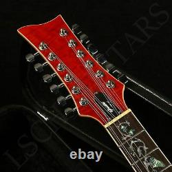 12 Strings Semi Hollow Body Electric Guitar Flower Style Abalone Inlay Red Color