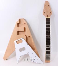 1Set Electric guitar Kit 22 Guitar neck Guitar Body Mahogany Rosewood Flying V