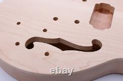 1Set Guitar Kit Guitar Neck 22fret 24.75inch Semi Hollow Guitar Body Maple Cap