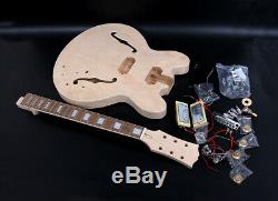1set Guitar Kit ES335 Guitar neck Guitar Body Unfinished Hollow Electric guitar