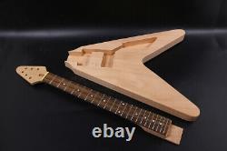 1set guitar Kit 22 Guitar Neck Guitar Body Mahogany Rosewood Flying V Dot Inlay