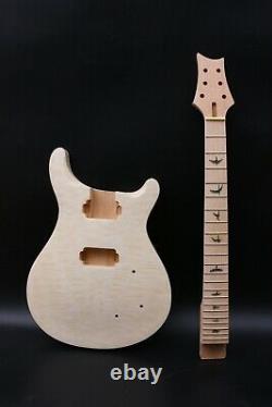 1set guitar kit Guitar Neck 22 Fret 24.75inch Guitar Body Quilted Maple Veneer