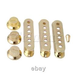 3 Pcs Plastic Electric Guitars Golden Pickup Cover and Black Numbers 1V2T Knobs