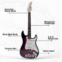 39 Inch Electric Guitar Amplifier Complete Kit Beginners Starter Set Purple