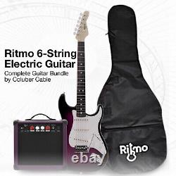 39 Inch Electric Guitar Amplifier Complete Kit Beginners Starter Set Purple