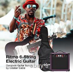 39 Inch Electric Guitar Amplifier Complete Kit Beginners Starter Set Purple