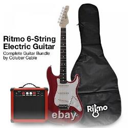 39 Inch Electric Guitar Amplifier Complete Kit Beginners Starter Set Rose Red