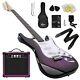 39 Inch Electric Guitar And Amplifier Complete Kit Beginner Starter Set Purple