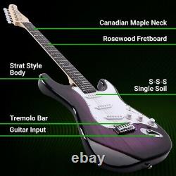 39 Inch Electric Guitar and Amplifier Complete Kit Beginner Starter Set Purple