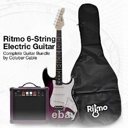 39 Inch Electric Guitar and Amplifier Complete Kit Beginners Starter Set Purple