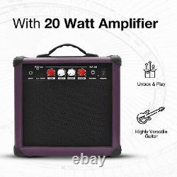 39 Inch Electric Guitar and Amplifier Complete Kit Beginners Starter Set Purple