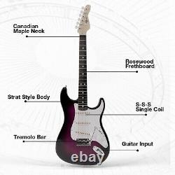 39 Inch Electric Guitar and Amplifier Complete Kit Beginners Starter Set Purple