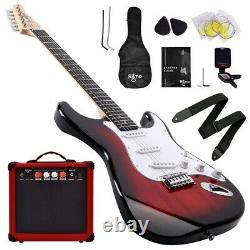39 Inch Electric Guitar and Amplifier Complete Kit Beginners Starter Set Red