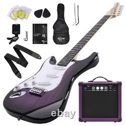 39 Inch Left Handed Electric Guitar Amp Complete Bundle Kit Starter Set Purple
