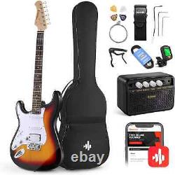 39 Inch Left-Handed Electric Guitar Kit Solid Body Sunburst Lefty Beginner Set F