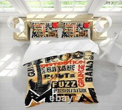 3D Black Guitar ZHUA15 Bed Pillowcases Quilt Duvet Cover Set Queen King Zoe
