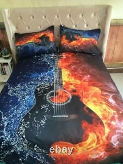 3D Guitar Flame ZHUA654 Bed Pillowcases Quilt Duvet Cover Set Queen King Zoe
