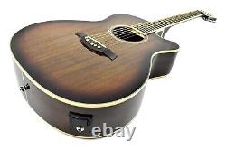 4/4 Haze OM Shape Electric-Acoustic Guitar, Cutaway, Tobacco Sunburst. F-561/TBCEQ