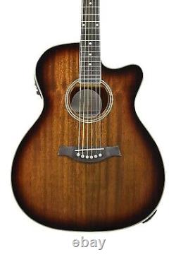 4/4 Haze OM Shape Electric-Acoustic Guitar, Cutaway, Tobacco Sunburst. F-561/TBCEQ