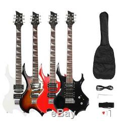 4 Colors Glarry Burning Fire Basswood Right Handed Electric Guitar Bag Set