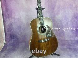 41 D-45 Solid Acacia acoustic guitar with abalone setting brown delivery fast