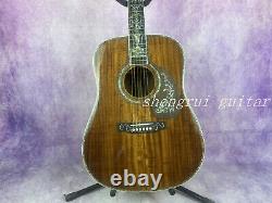 41 D-45 Solid Acacia acoustic guitar with abalone setting brown delivery fast