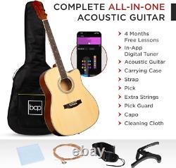 41In Beginner Acoustic Guitar Full Size All Wood Cutaway Guitar Starter Set WithCa