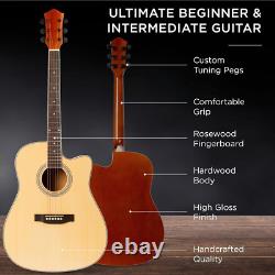 41In Beginner Acoustic Guitar Full Size All Wood Cutaway Guitar Starter Set WithCa