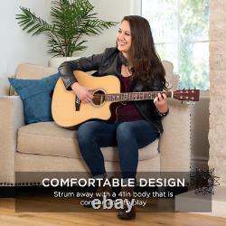 41In Beginner Acoustic Guitar Full Size All Wood Cutaway Guitar Starter Set WithCa