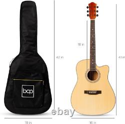 41In Beginner Acoustic Guitar Full Size All Wood Cutaway Guitar Starter Set WithCa