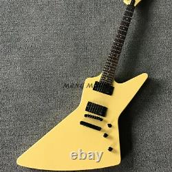 6-String Cream Yellow Explorer Electric Guitar Mahogany Body HH Pickups 22 Frets