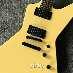 6-String Cream Yellow Explorer Electric Guitar Mahogany Body HH Pickups 22 Frets