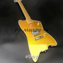 6 Strings Special Shape Metal Yellow Electric Guitar Mahogany Body With 22 Frets