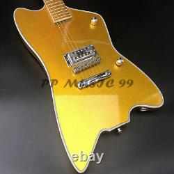6 Strings Special Shape Metal Yellow Electric Guitar Mahogany Body With 22 Frets