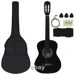 8 Piece Classical Guitar Beginner Set Black 3/4 36