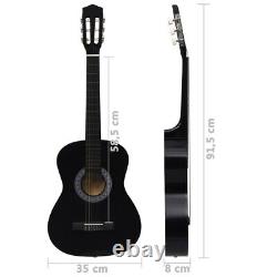 8 Piece Classical Guitar Beginner Set Black 3/4 36