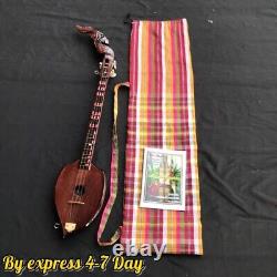 Acoustic Phin Thai Lao Guitar Strings Musical Instrument Handmade Dark Color