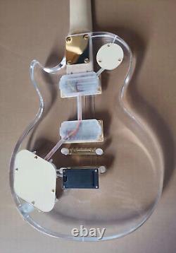 Acrylic electric guitar with led light rosewood fretboard