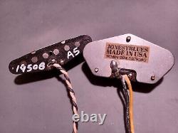 Aged Set of New 1950B Broadcaster Blackguard Tele Pickups Handwound Made in USA