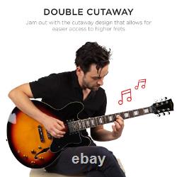 All-Inclusive Semi-Hollow Body Electric Guitar Set with Dual Pickups Sunburst