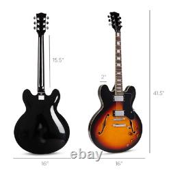 All-Inclusive Semi-Hollow Body Electric Guitar Set with Dual Pickups Sunburst