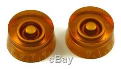 Amber Speed Knobs (metric) For Epiphone & Import Guitars (set Of 2) New